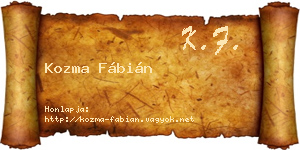 Kozma Fábián névjegykártya